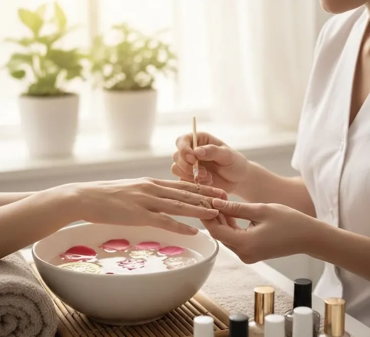 Professional manicure and nail care salon at home in Delhi with relaxing spa treatment and beauty services at doorstep.